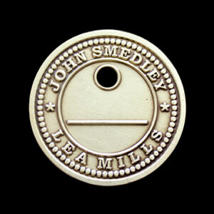 Custom John Smedley employee recognition medal blank featuring engraved company branding, decorative beaded border and central insert area for personalised award presentations, staff recognition programmes and corporate achievement awards.